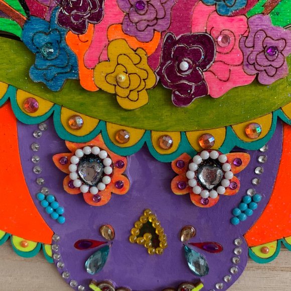 ⭐️#403 Hand Painted Day Of The Dead Shadow Box - Picture 9 of 14